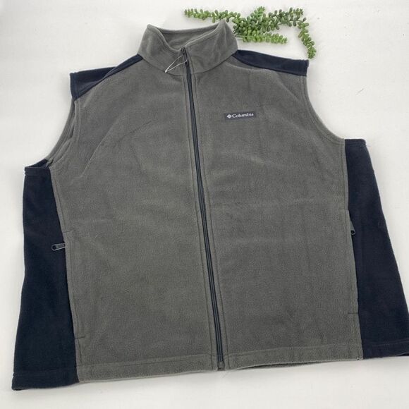 Columbia Men's Fleece‎ Zip-Up Vest Green Black XL - Picture 5 of 15